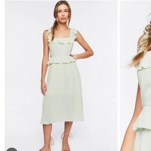 Forever 21 Ruffle Tie-Back Midi Skirt - Mint Green